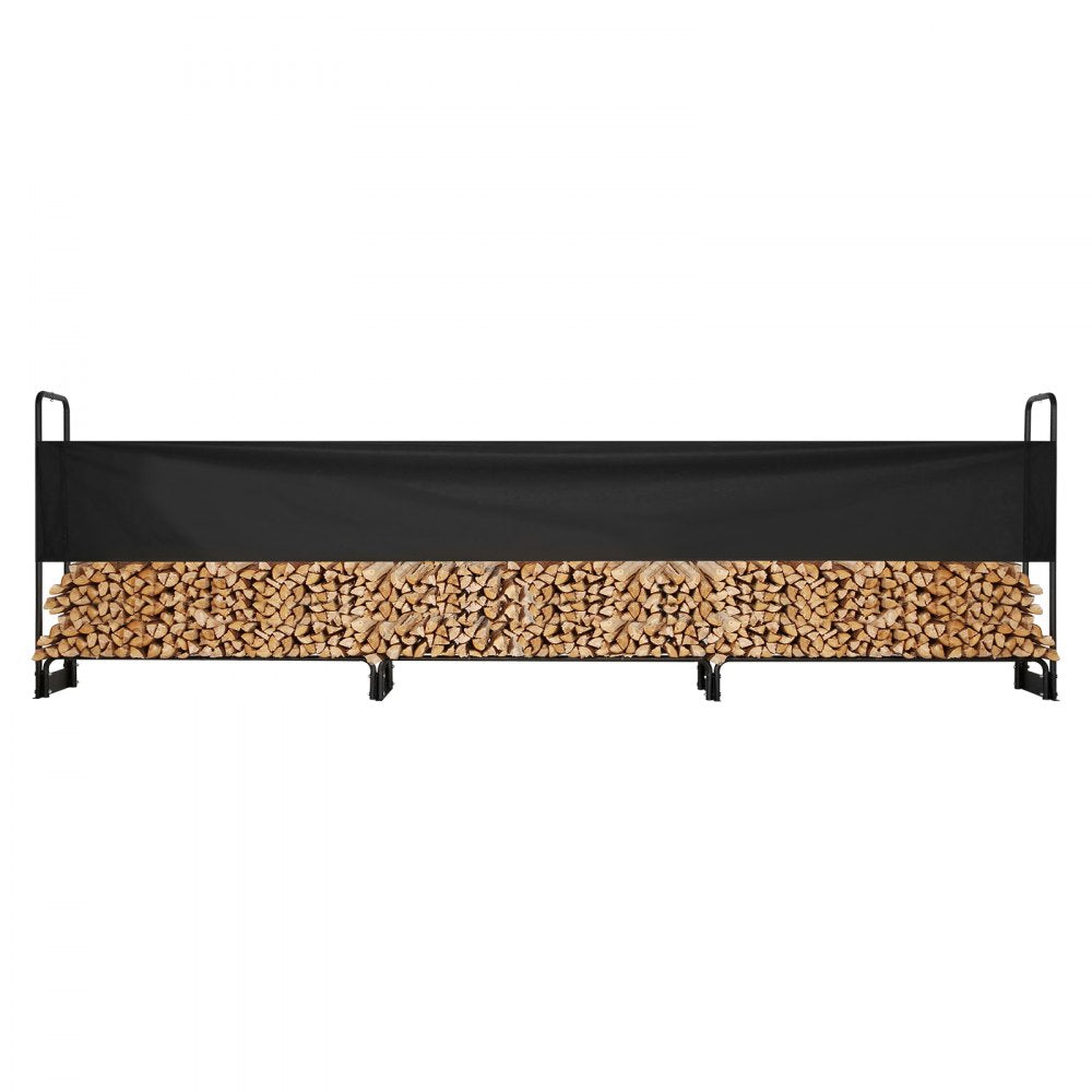 010688983821 - Heavy-Duty 12.7FT Steel Firewood Rack with Waterproof Cover