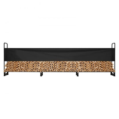 010688983821 - Heavy-Duty 12.7FT Steel Firewood Rack with Waterproof Cover