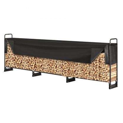 010688983821 - Heavy-Duty 12.7FT Steel Firewood Rack with Waterproof Cover