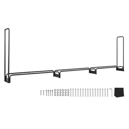 010688983821 - Heavy-Duty 12.7FT Steel Firewood Rack with Waterproof Cover