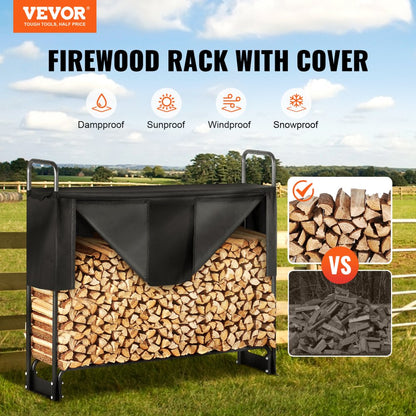 010581119433 - 4.3FT Heavy-Duty Firewood Rack with Waterproof Cover