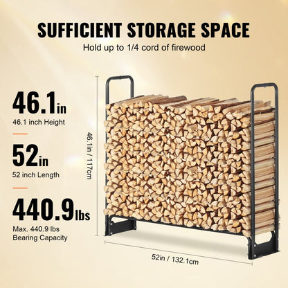 010581119433 - 4.3FT Heavy-Duty Firewood Rack with Waterproof Cover