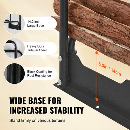 010581119433 - 4.3FT Heavy-Duty Firewood Rack with Waterproof Cover