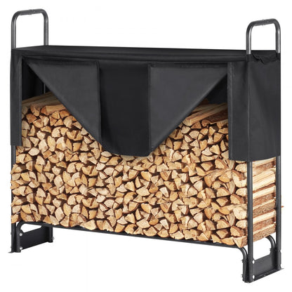 010581119433 - 4.3FT Heavy-Duty Firewood Rack with Waterproof Cover