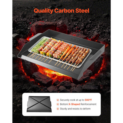 HH-SPN009 - Durable 22x16 in Carbon Steel Griddle for All Meals