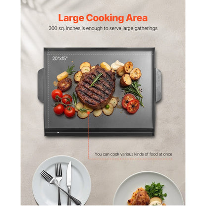 HH-SPN009 - Durable 22x16 in Carbon Steel Griddle for All Meals