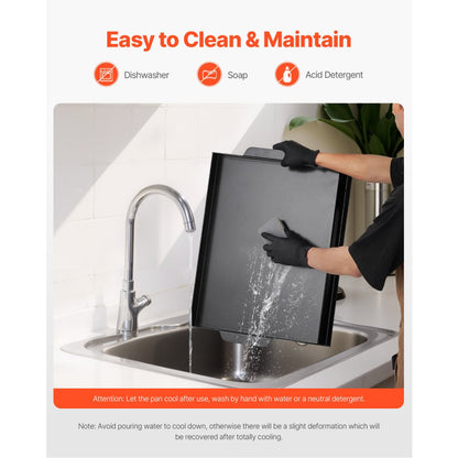 HH-SPN009 - Durable 22x16 in Carbon Steel Griddle for All Meals