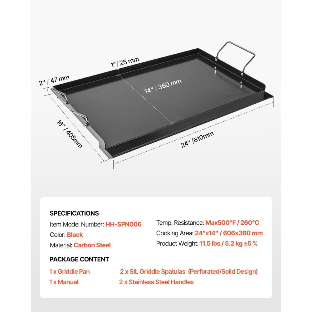 HH-SPN006 - Durable Carbon Steel Griddle Pan for Even Cooking