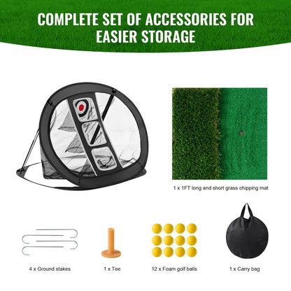 FL-078 - Durable 2.8x2.4FT Golf Chipping Net with Accessories