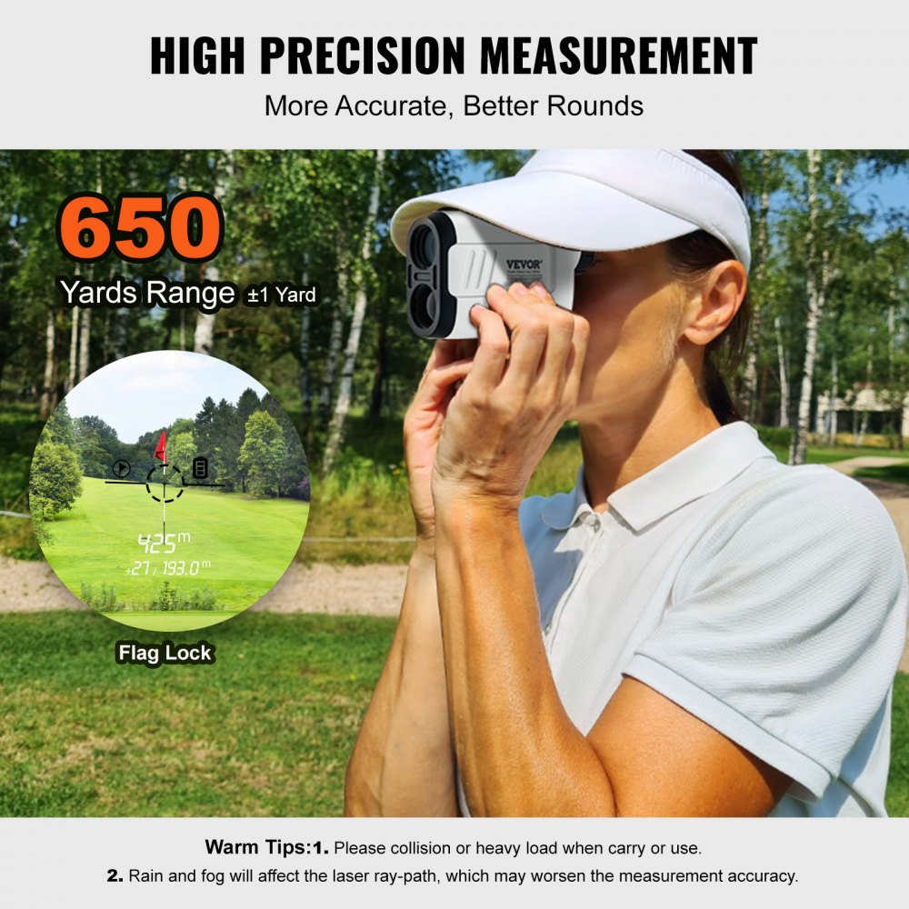 PF2E - VEVOR Golf Rangefinder 5-650 Yards with Flag Lock & Vibration Feedback