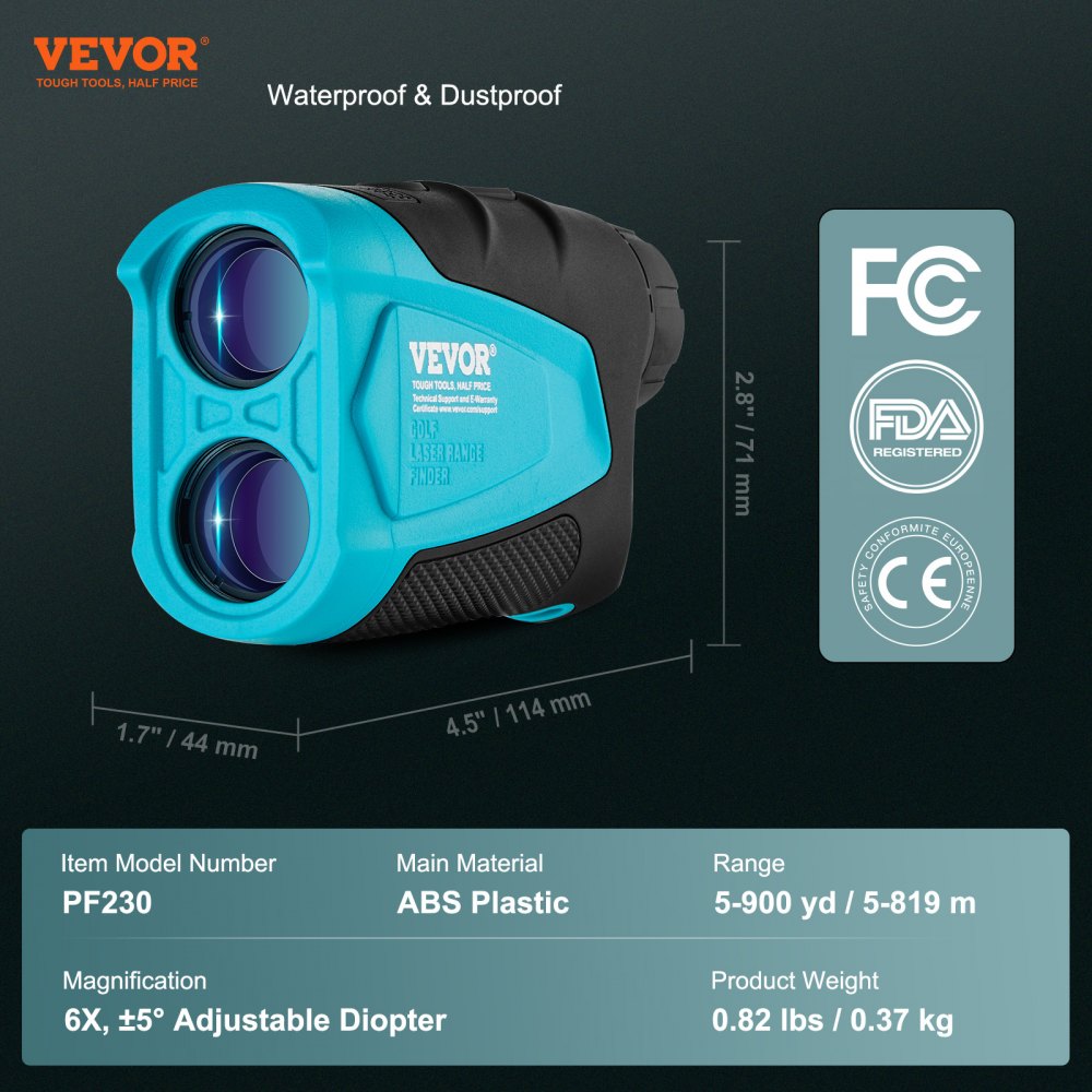 PF230 - 900 Yards VEVOR Golf Rangefinder with 6X Magnification