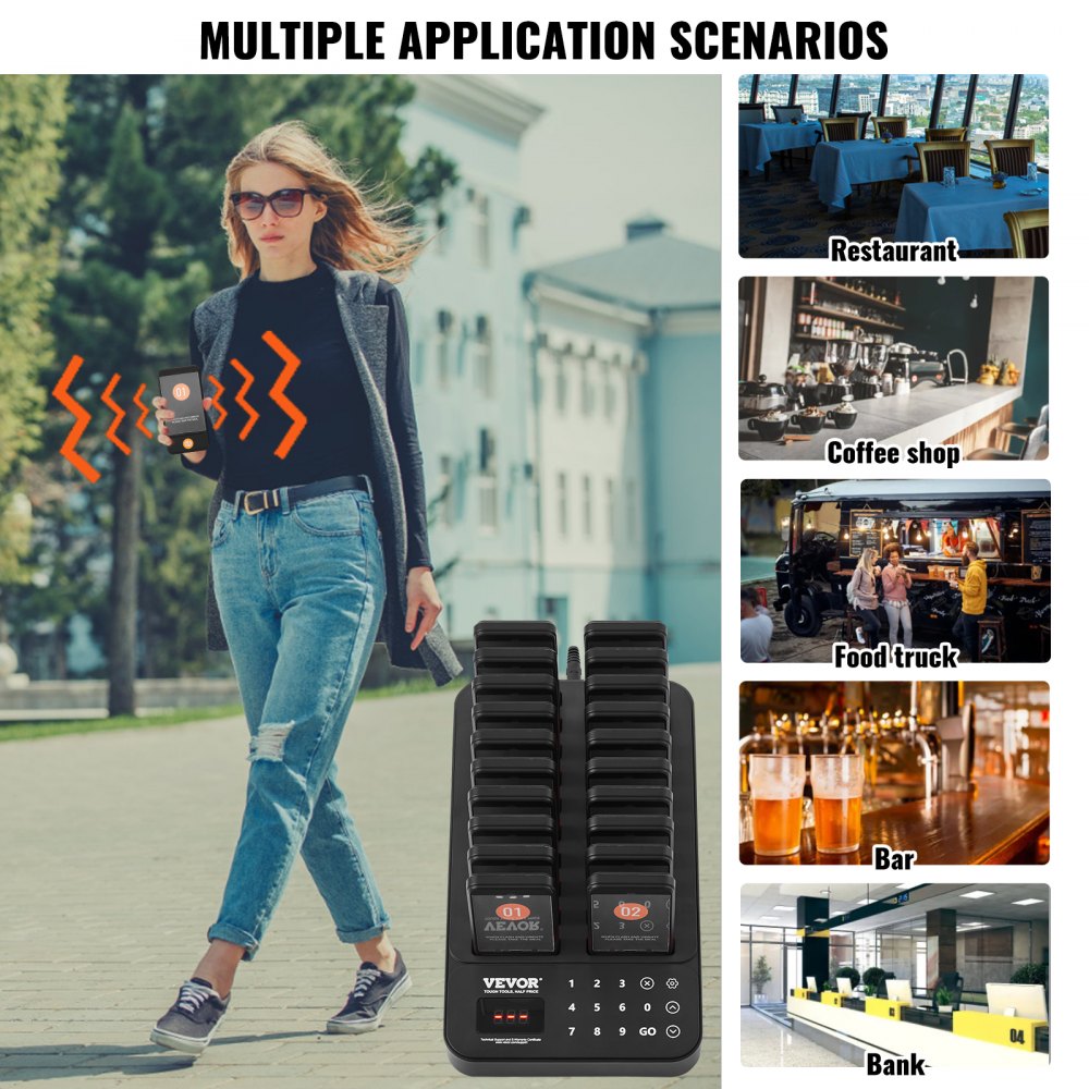 P30 - Reliable 400m Wireless Pager System for Restaurants and Businesses