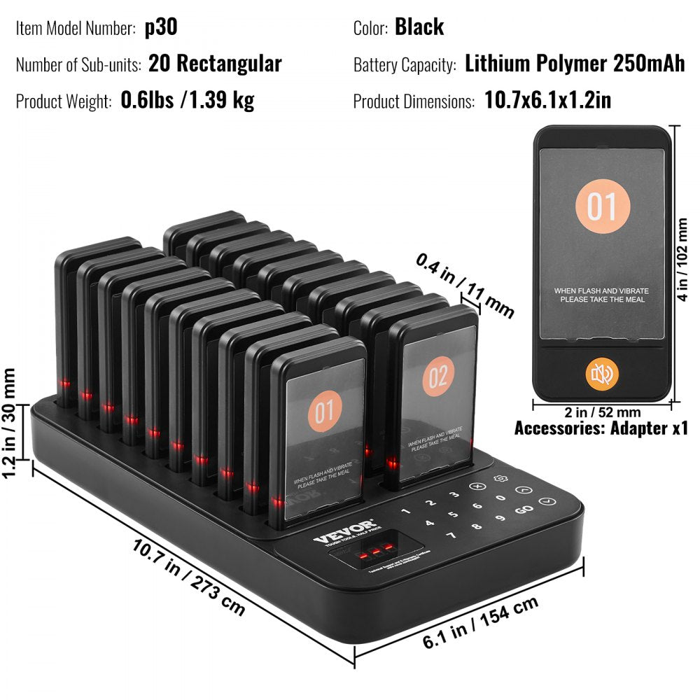 P30 - Reliable 400m Wireless Pager System for Restaurants and Businesses