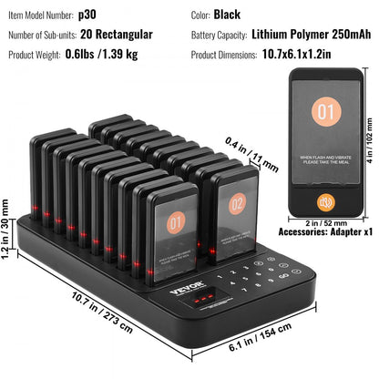 P30 - Reliable 400m Wireless Pager System for Restaurants and Businesses