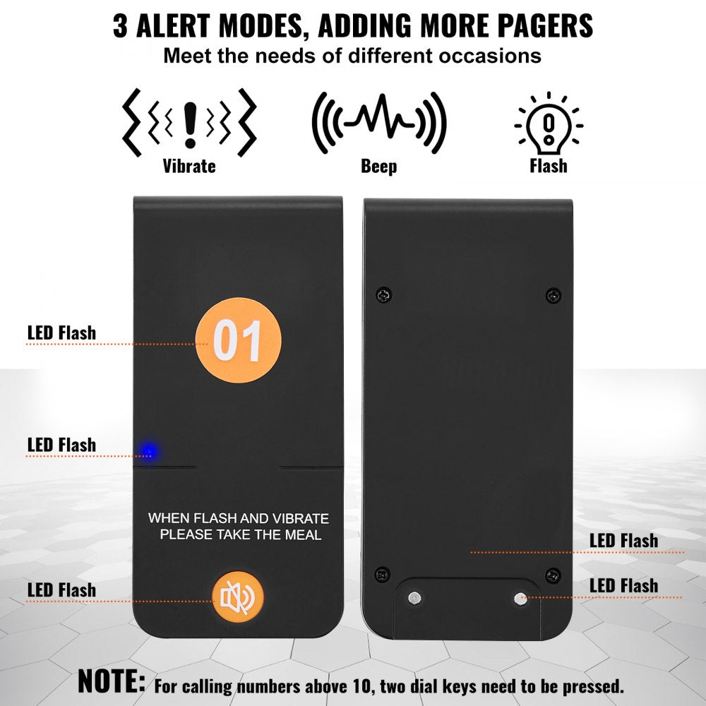 9106 - VEVOR 500m Wireless Restaurant Pager System with Vibrating Beepers