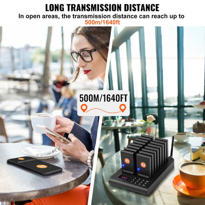 9106 - VEVOR 500m Wireless Restaurant Pager System with Vibrating Beepers