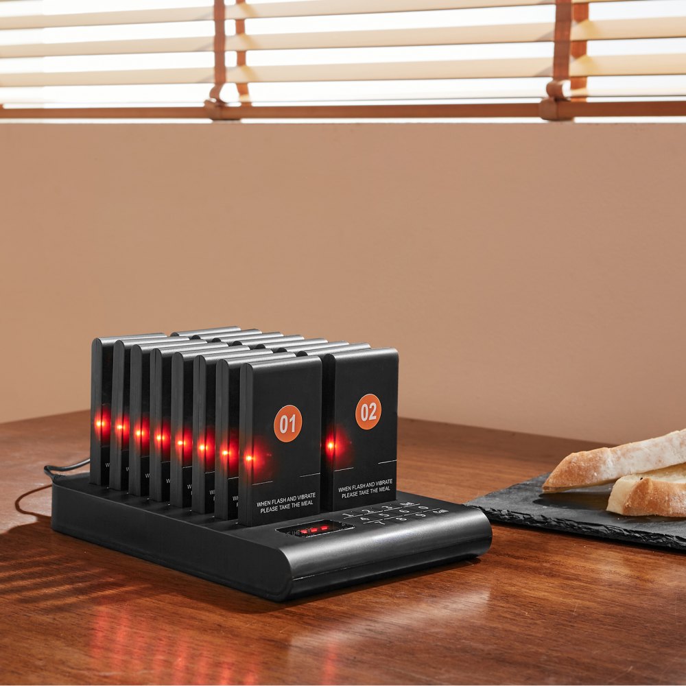 9106 - VEVOR 500m Wireless Restaurant Pager System with Vibrating Beepers