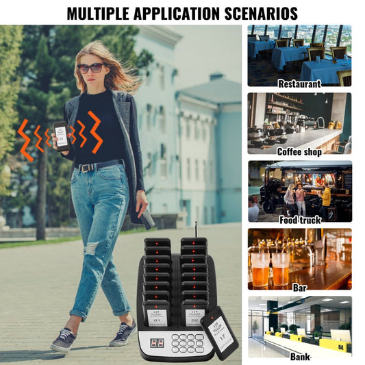 YY-F100-433 - Wireless 500m Restaurant Pager System with 16 Beepers