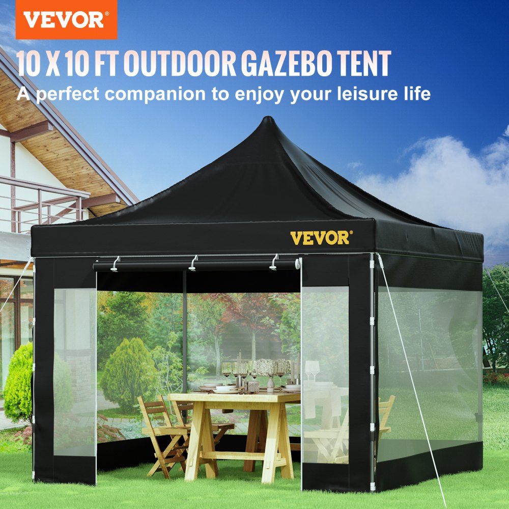 010493634733 - 10x10 FT VEVOR Pop-Up Canopy Tent with Removable Sidewalls