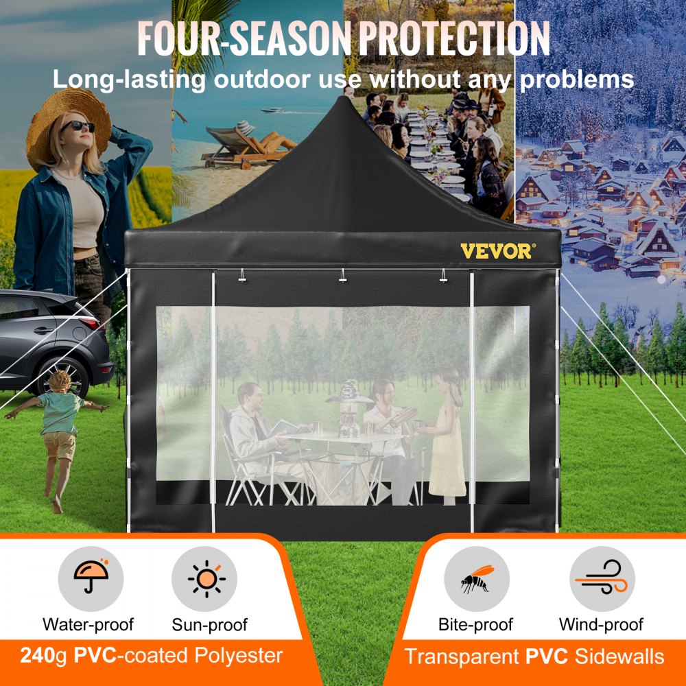 010493634733 - 10x10 FT VEVOR Pop-Up Canopy Tent with Removable Sidewalls