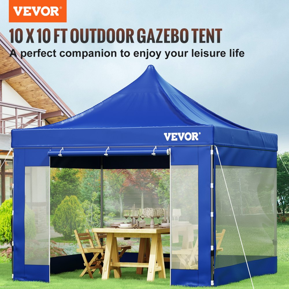 010645324772 - Waterproof 10x10 ft Pop-Up Canopy Tent with Clear Sidewalls
