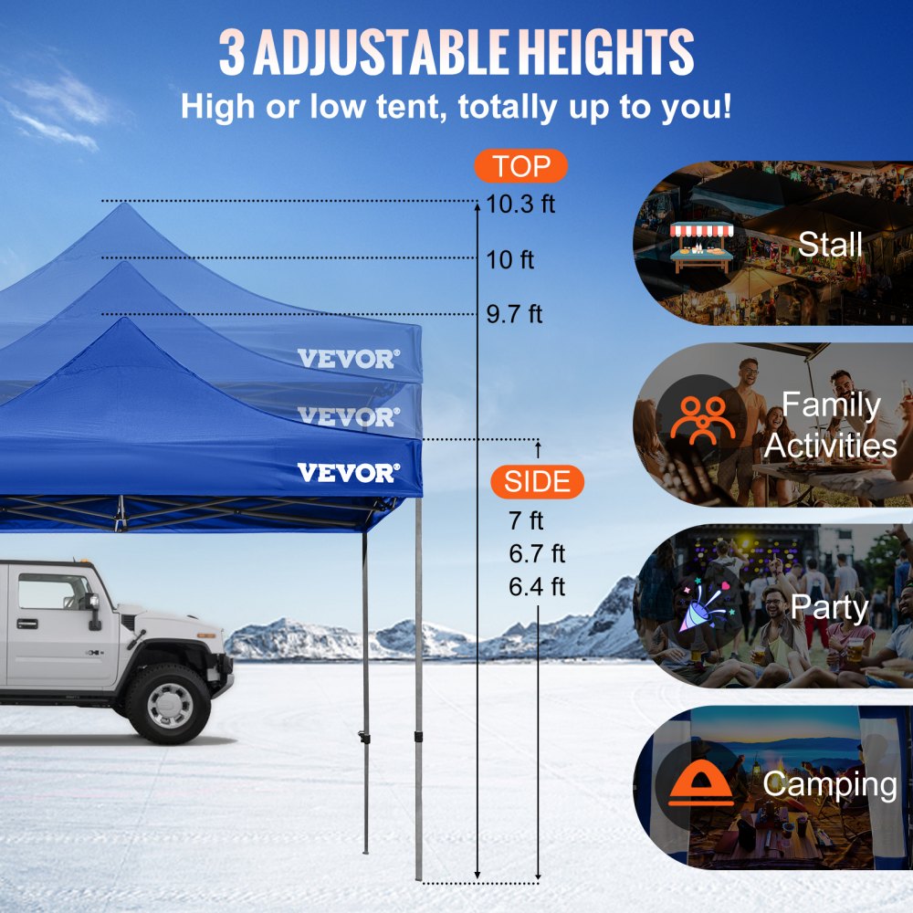 010645324772 - Waterproof 10x10 ft Pop-Up Canopy Tent with Clear Sidewalls