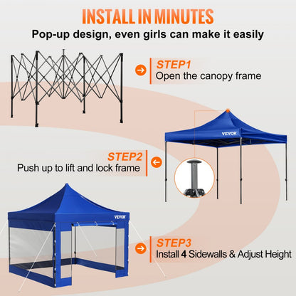 010645324772 - Waterproof 10x10 ft Pop-Up Canopy Tent with Clear Sidewalls