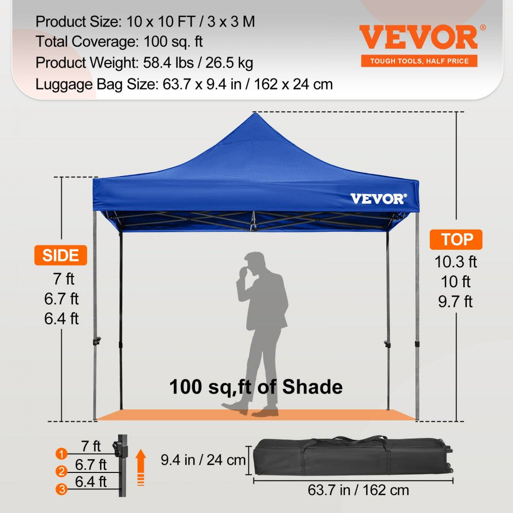 010645324772 - Waterproof 10x10 ft Pop-Up Canopy Tent with Clear Sidewalls