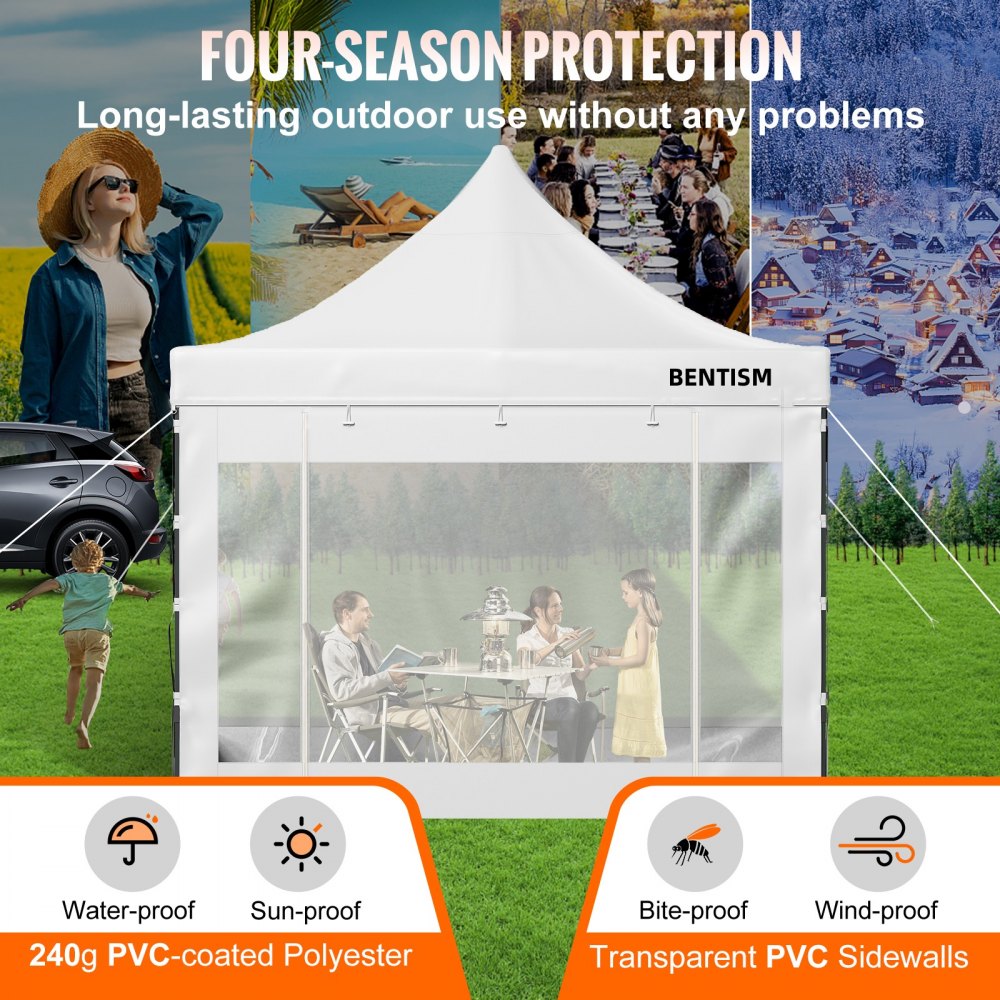 010747809967 - 10x10 ft Waterproof Canopy Tent with Clear Sidewalls