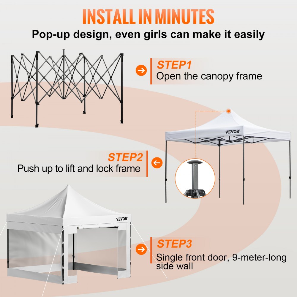 010747809967 - 10x10 ft Waterproof Canopy Tent with Clear Sidewalls