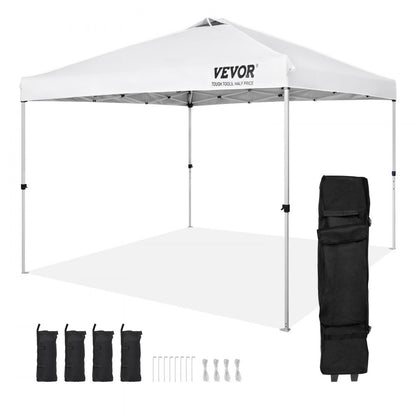 010782607748 - 10x10 ft VEVOR Pop-Up Canopy Tent with Adjustable Height