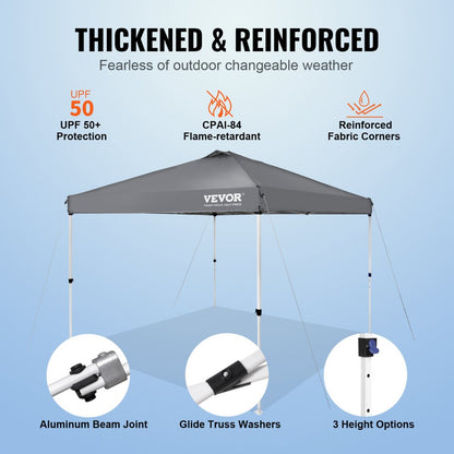010429621718 - 10x10 ft Dark Gray Canopy Tent with UPF 50+ Protection