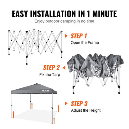 010429621718 - 10x10 ft Dark Gray Canopy Tent with UPF 50+ Protection