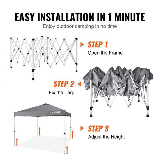010429621718 - 10x10 ft Dark Gray Canopy Tent with UPF 50+ Protection