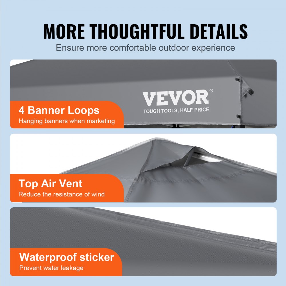010429621718 - 10x10 ft Dark Gray Canopy Tent with UPF 50+ Protection