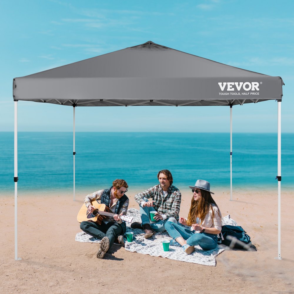 010429621718 - 10x10 ft Dark Gray Canopy Tent with UPF 50+ Protection