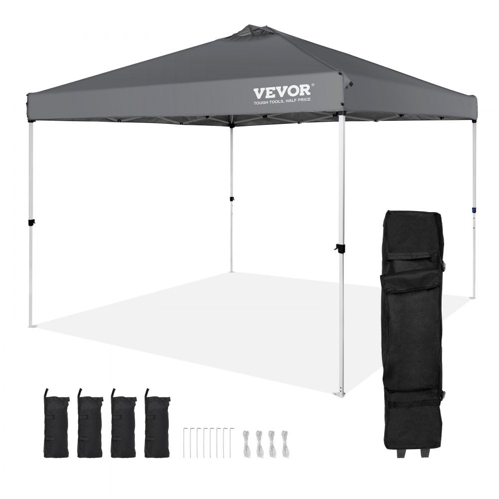 010429621718 - 10x10 ft Dark Gray Canopy Tent with UPF 50+ Protection