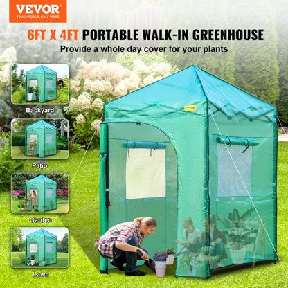 VV-PWG-P0604 - Portable 6' x 4' Walk-in Greenhouse for All-Season Gardening