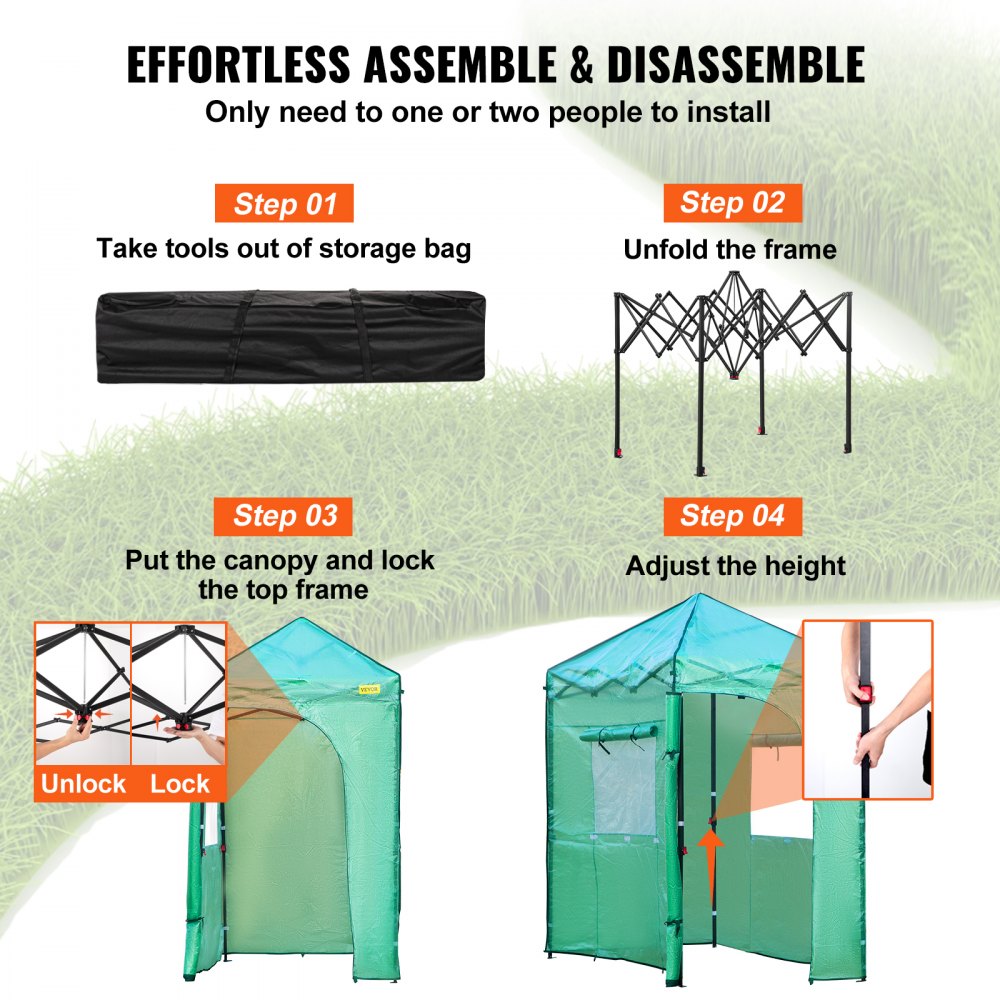 VV-PWG-P0604 - Portable 6' x 4' Walk-in Greenhouse for All-Season Gardening