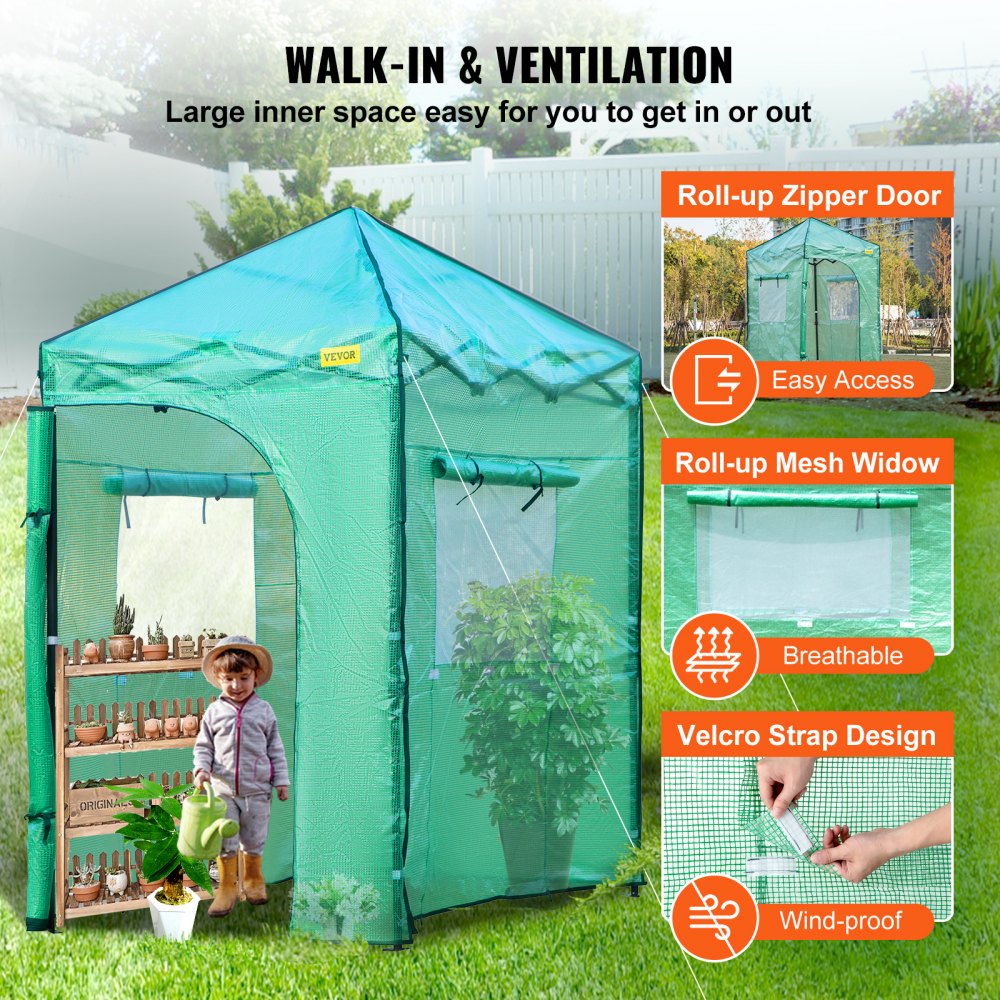 VV-PWG-P0604 - Portable 6' x 4' Walk-in Greenhouse for All-Season Gardening