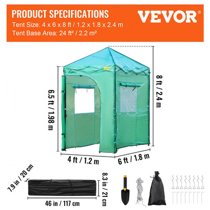VV-PWG-P0604 - Portable 6' x 4' Walk-in Greenhouse for All-Season Gardening