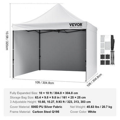 010319834328 - 10x10 FT Portable Canopy Tent with UPF 50+ Protection