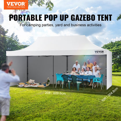 010448488818 - 10x20 FT Waterproof Canopy with Removable Sidewalls & Adjustable Heights