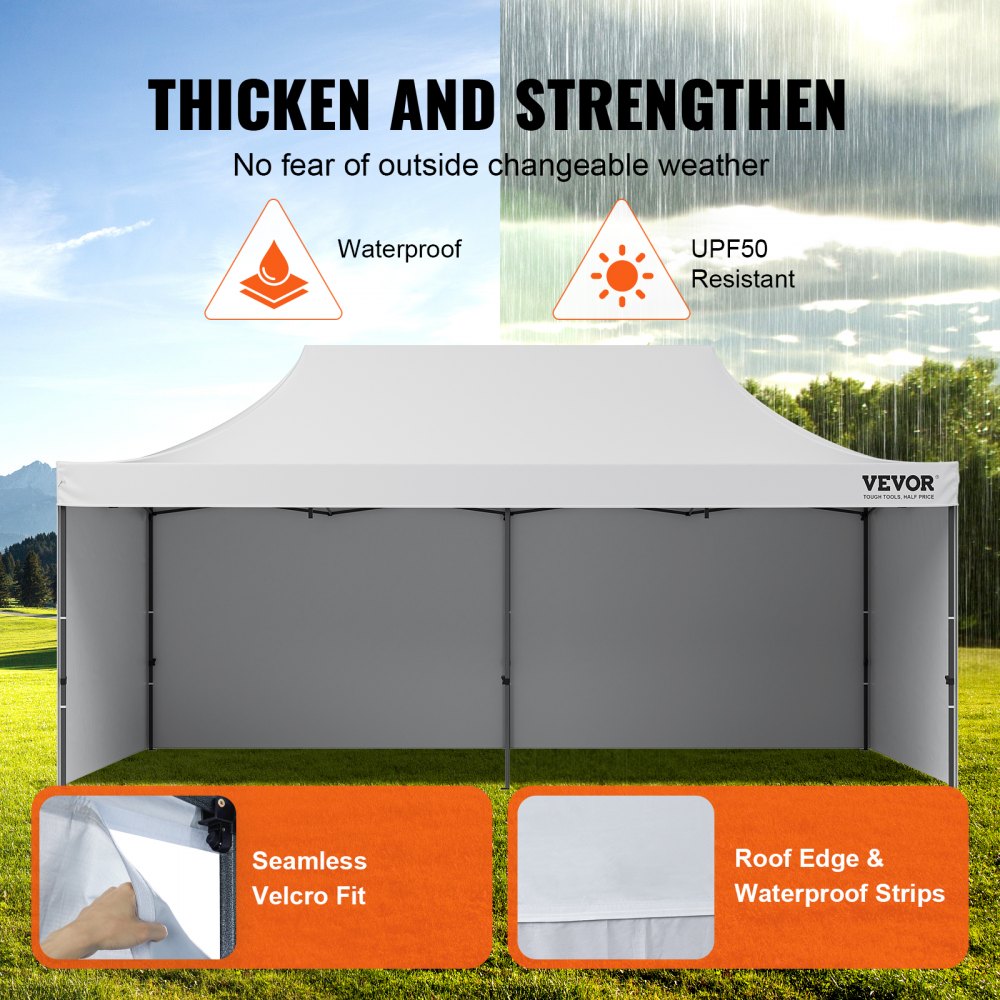 010448488818 - 10x20 FT Waterproof Canopy with Removable Sidewalls & Adjustable Heights