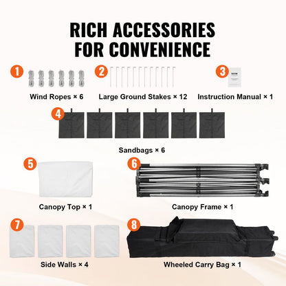 010448488818 - 10x20 FT Waterproof Canopy with Removable Sidewalls & Adjustable Heights