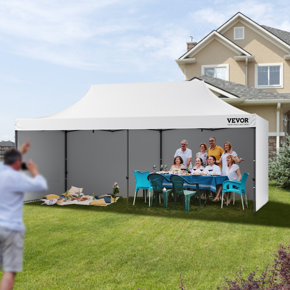 010448488818 - 10x20 FT Waterproof Canopy with Removable Sidewalls & Adjustable Heights