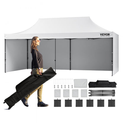 010448488818 - 10x20 FT Waterproof Canopy with Removable Sidewalls & Adjustable Heights
