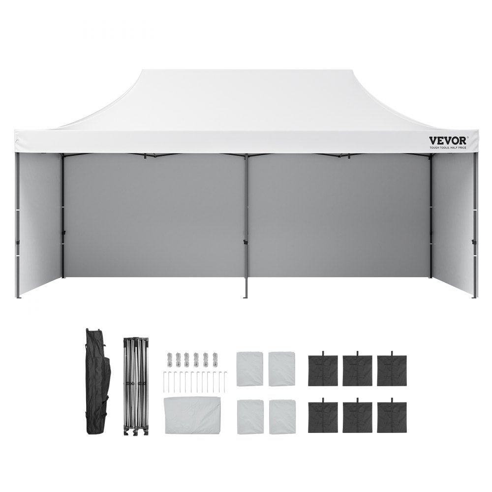 010448488818 - 10x20 FT Waterproof Canopy with Removable Sidewalls & Adjustable Heights