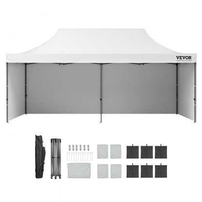 010448488818 - 10x20 FT Waterproof Canopy with Removable Sidewalls & Adjustable Heights
