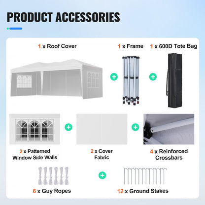 ZYP-3X6 - 10' x 20' Sturdy Canopy with Sidewalls for Outdoor Events